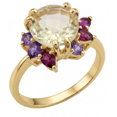 Vivien 3.2 carat Brazilian Citrine .925 Sterling Silver dipped in 18K Gold handcrafted ring; s. 7
