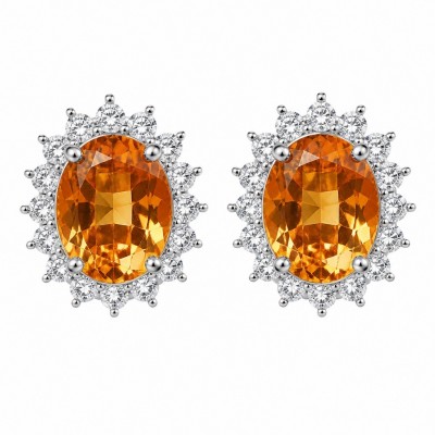 Victoria Authentic 785 carat Brazilian Citrine .925 Sterling Silver brilliantly dipped in rhodium handcrafted Statement earrings