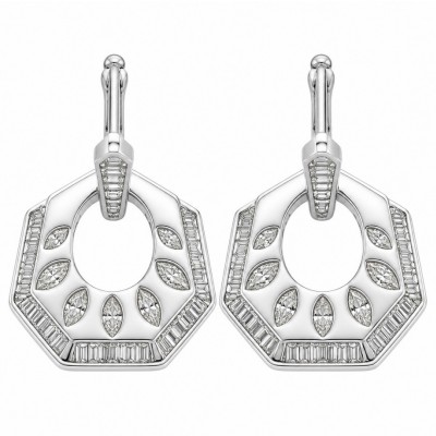 Modern design Natural 0.5 carat White Topaz .925 Sterling Silver handcrafted earrings