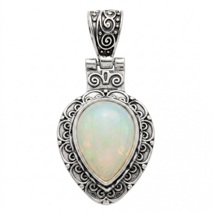 Inner Fire Natural 18.2 carat Mexican Fire Opal .925 Sterling Silver handmade Pendant