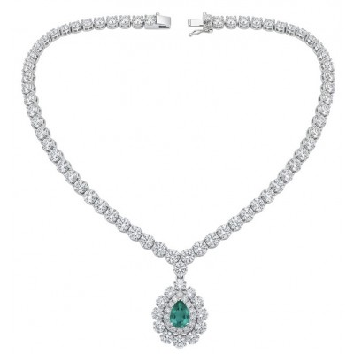Estelle - Authentic 7.9 carat COLOMBIAN EMERALD .925 Sterling Silver handcrafted necklace