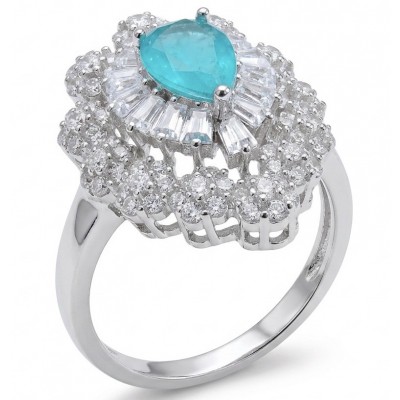 Estelle - Authentic 3.1 carat COLOMBIAN EMERALD .925 Sterling Silver handcrafted Ring size 7 1/2