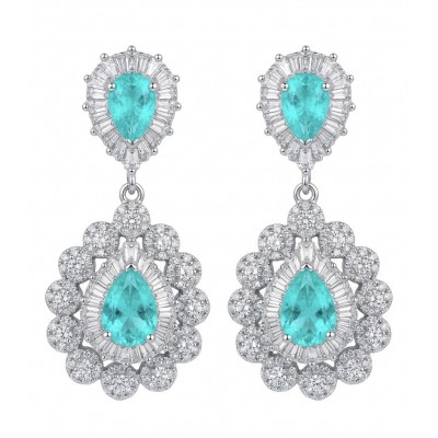 Estelle - Authentic 4.5 carat COLOMBIAN EMERALD .925 Sterling Silver handcrafted Statement earrings