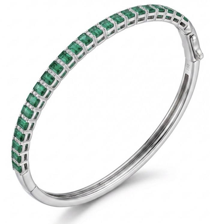 Victoria 7.7 ctw Tsavorite garnet .925 Sterling Silver handcrafted Statement bracelet