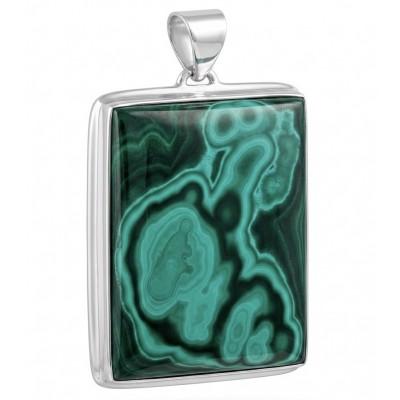 Amazonia 55.2 carat natural Malachite Sterling Silver handmade Pendant