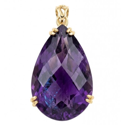 Mademoiselle - 18.5 carat natural Amethyst .925 Sterling Silver dipped in 22K White Gold handcrafted Pendant