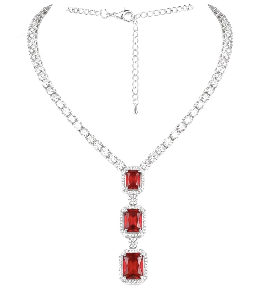 Natural Red Ruby Necklace 9.8ct 925 Sterling Silver Handmade Statement