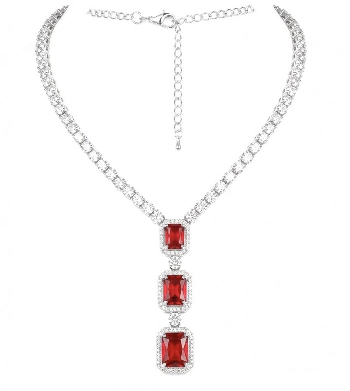 Serafina - Magnificent Jewel 9.8 carat Ruby .925 Sterling Silver handcrafted incredible Statement Necklace