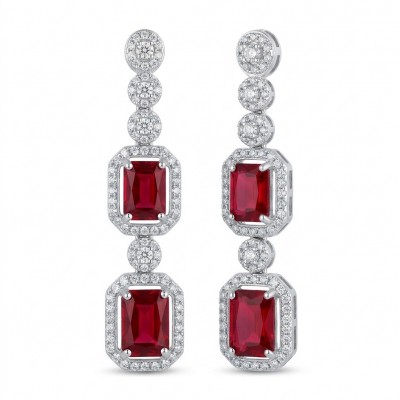 Exquisite 9.4 ctw Mozambique Ruby .925 Sterling Silver handcrafted Statement earrings
