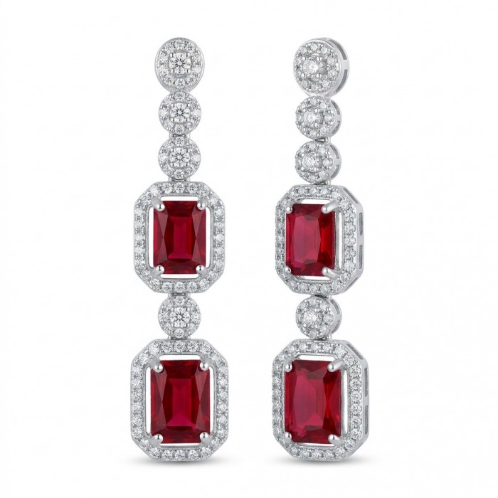 Exquisite 9.4 ctw Mozambique Ruby .925 Sterling Silver handcrafted Statement earrings