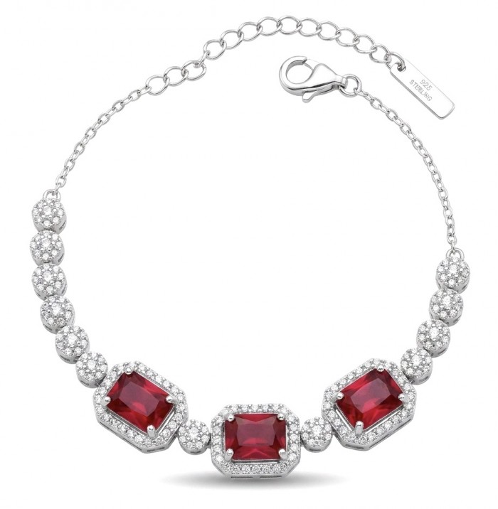 Serafina - Magnificent Jewel 9.8 carat Ruby .925 Sterling Silver handcrafted incredible Statement Bracelet