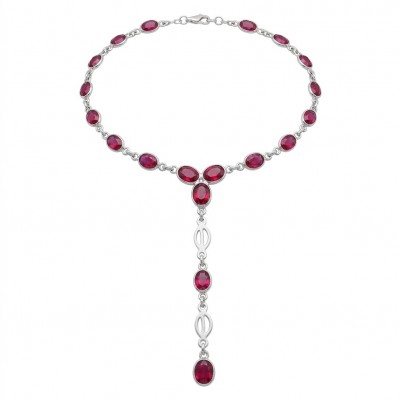 Giovanna - Magnificent Jewel 10.8 carat Ruby .925 Sterling Silver handcrafted Statement Necklace