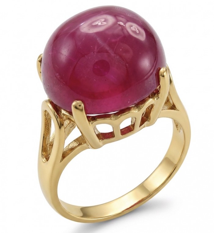 Giovanna 9.7 carat Kashmir Ruby .925 Sterling Silver dipped in 22K Gold handmade Statement Ring size 6 1/4