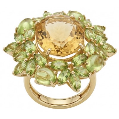 Vivien - Natural 19. 2 carat Citrine .925 Sterling Silver dipped in 18K Gold handcrafted Statement ring; s. 5