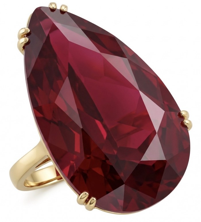 Carmen Natural 25.4 carat Ruby .925 Sterling Silver dipped in 22K Gold handmade Large Statement Ring size 8