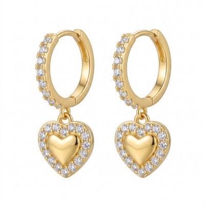 Precious Hearts - authentic 0.5 carat White Topaz .925 Sterling Silver dipped in 14K Gold handcrafted Statement Earrings