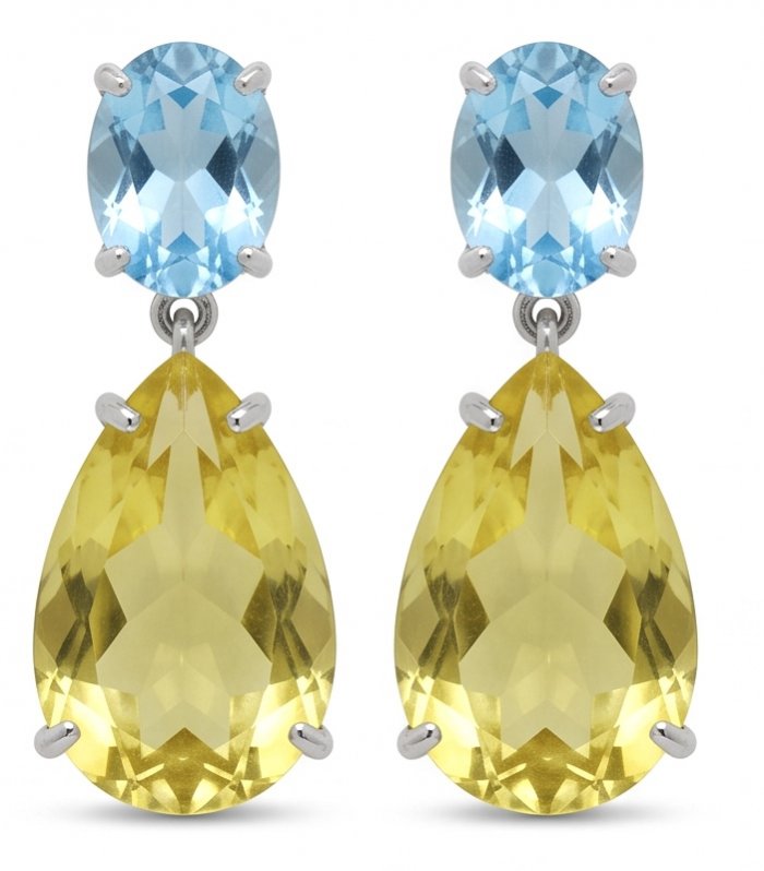 Giovanna - Authentic 27.9 carat Brazilian Citrine .925 Sterling Silver dipped in rhodium handcrafted earrings - video
