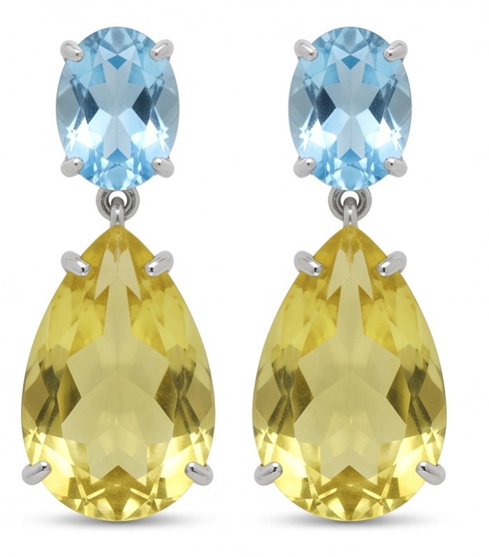 Giovanna - Authentic 27.9 carat Brazilian Citrine .925 Sterling Silver dipped in rhodium handcrafted earrings