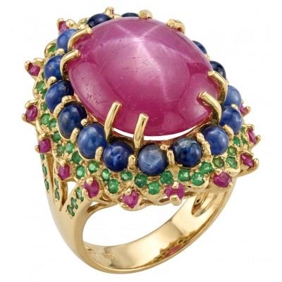 King of Gems Genuine 24.5 CARAT Mozambique Ruby 18K Gold over .925 Sterling Silver Large Statement Ring size 9