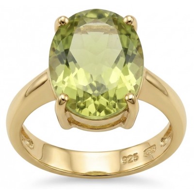 Nature 10.9 carat authentic Himalayan Peridot .925 Sterling Silver dippedin 22K Gold Handcrafted Statement Ring size 6