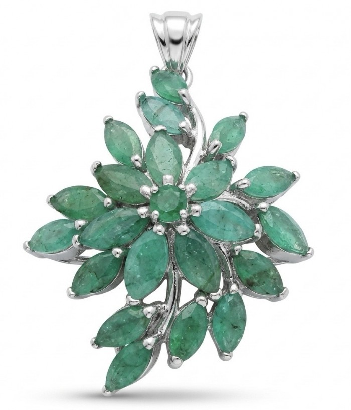 Amazonia - 18.8 carat Colombian Emerald .925 Sterling Silver handmade Statement pendant