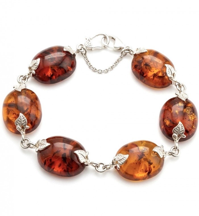 Golden Baltic Amber .925 Sterling Silver dipped in rhodium handamde Bracelet