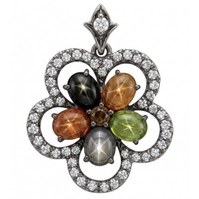 Rio de Janeiro 12.7 carat Brazilian Watermalon Tourmaline black rhodium over .925 Sterling Silver handmade Pendant