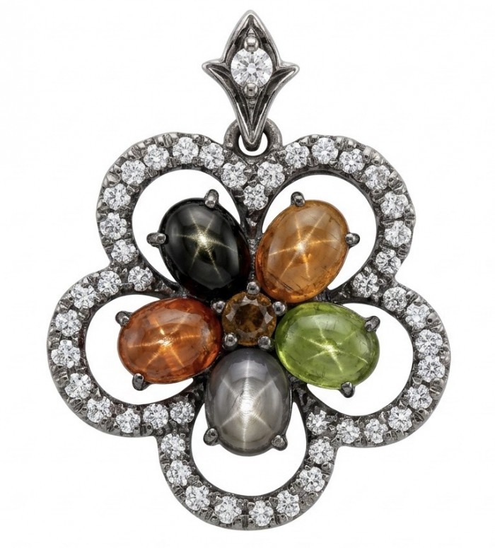 Rio de Janeiro 12.7 carat Brazilian Watermalon Tourmaline black rhodium over .925 Sterling Silver handmade Pendant
