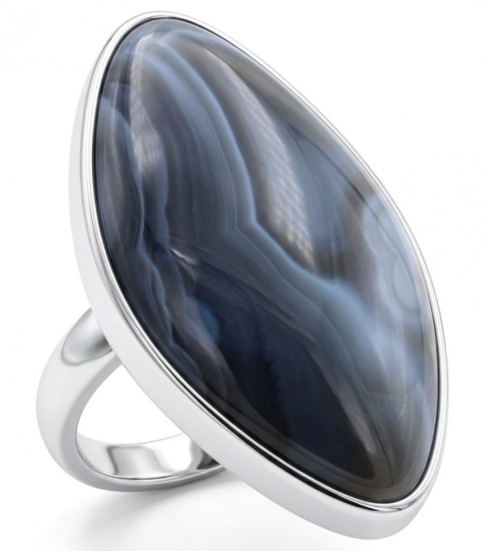 Top quality Scentic Botswana Agate .925 Sterling Silver handcrafted Ring s. 8 adjustable
