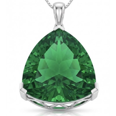Trillion Cut Perfect 29.5 carat Volcanic Helenite .925 Sterling Silver handcrafted Pendant