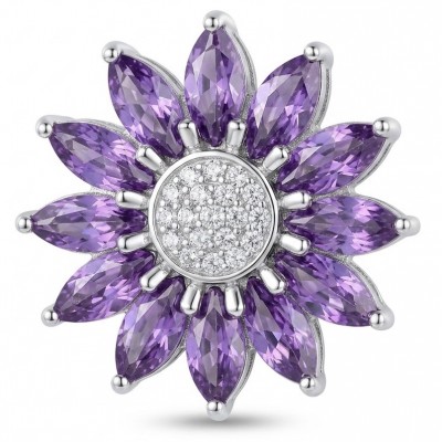 Authentic 4.5 carat Brazilian Amethyst rhodium over .925 Sterling Silver handcrafted Statement Pendant