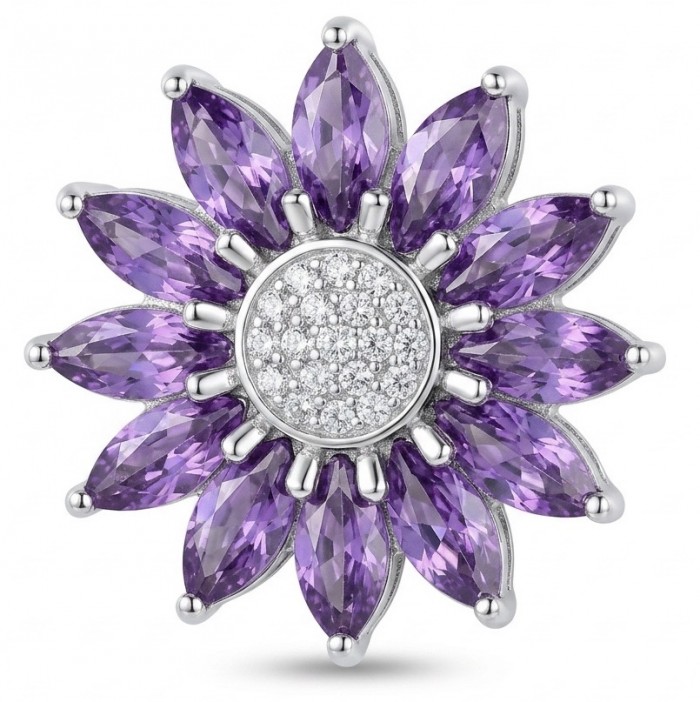 Authentic 4.5 carat Brazilian Amethyst rhodium over .925 Sterling Silver handcrafted Statement Pendant