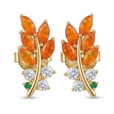 Valentina 3.9 carat Natural Orange Opal 22kGold over .925 Sterling Silver dipped in 22K Gold handcrafted earrings