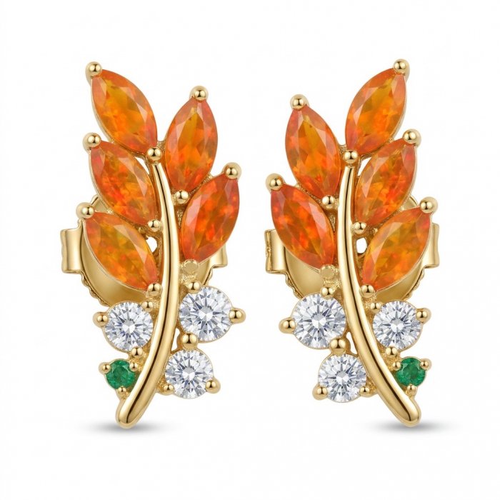Valentina 3.9 carat Natural Orange Opal 22kGold over .925 Sterling Silver dipped in 22K Gold handcrafted earrings - video
