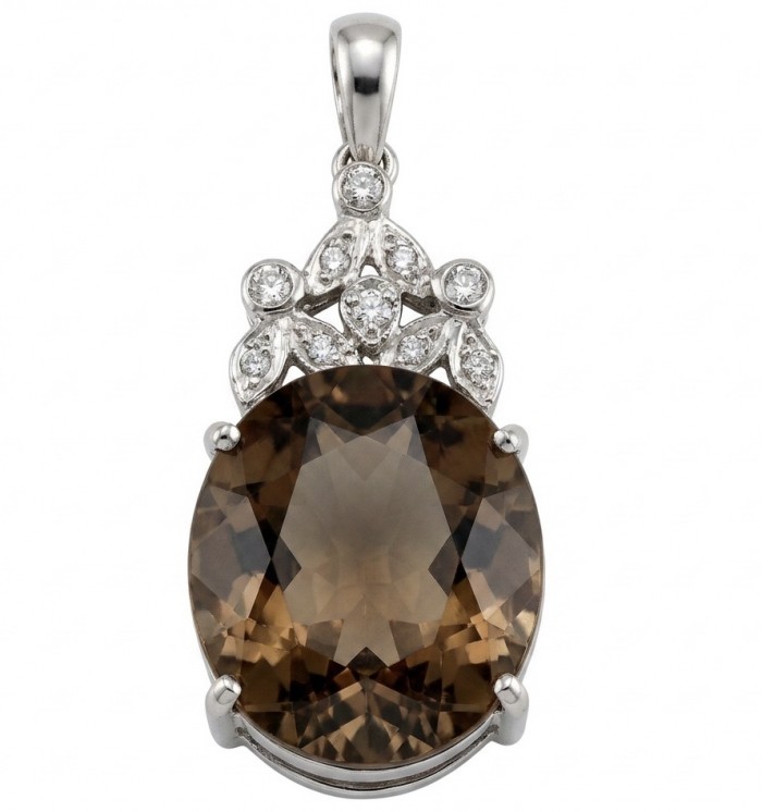 Luxury genuine 22.7 CARAT oval cut Champagne Topaz .925 Sterling Silver dipped in rhodium handmade Pendant