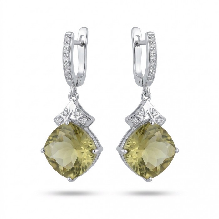 Giovanna 14.5 carat Champagne Smoky Topaz Rhodium over .925 Sterling Silver handmade Statement Earrings