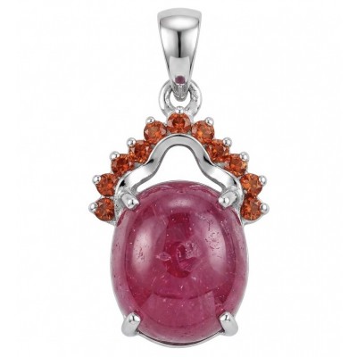 Authentic 6.5 CARAT Ruby .925 Sterling Silver Pendant