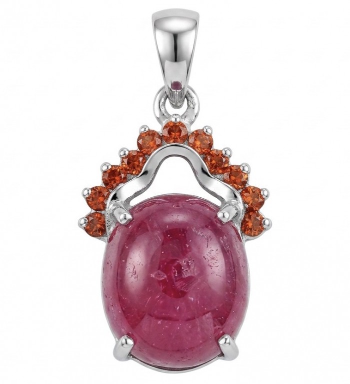 Authentic 6.5 CARAT Ruby .925 Sterling Silver Pendant
