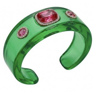 Candy Store - Modern Design Natural Green Raisin Pink Topaz .925 Sterling Silver bracelet