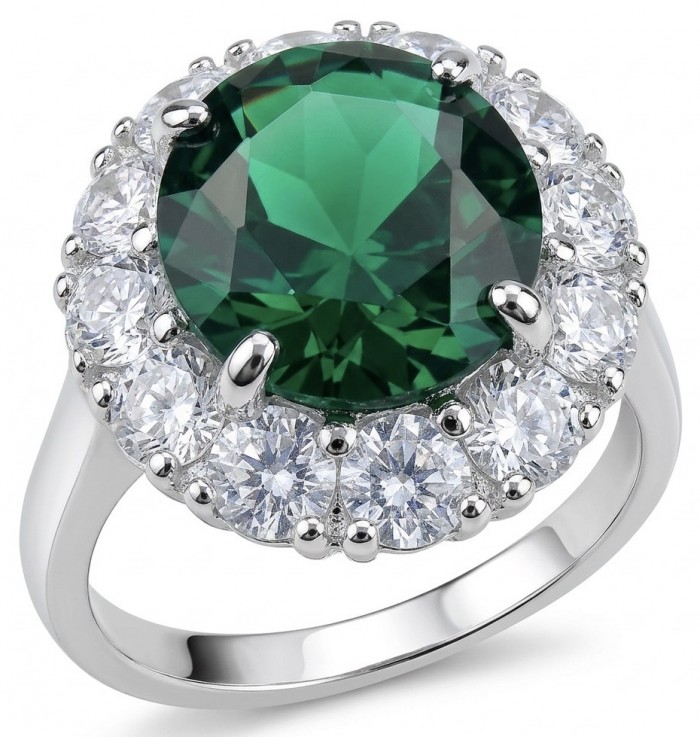 Elizabeth oval cut 9.8 carat Colombian Emerald 4.2 carat Moissanite .925 Sterling Silver dipped in Rhodium handcrafted Ring size 7 1/4