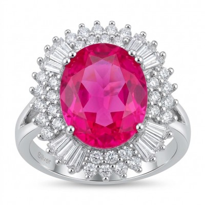 Stella 9.8 carat Brazilian Pink Topaz .925 Sterling Silver Handcrafted Statement Ring size 8