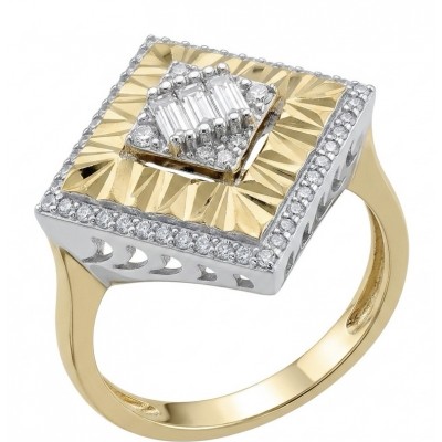Art Deco 2.2 carat White Topaz 14K Gold over .925 Silver handcrafted Cocktail Ring s. 8