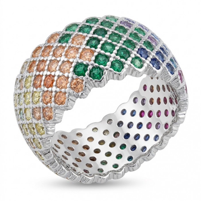 My own Rainbow - authentic 8.7 carat multigem .925 Sterling Silver Eternity Ring size 6
