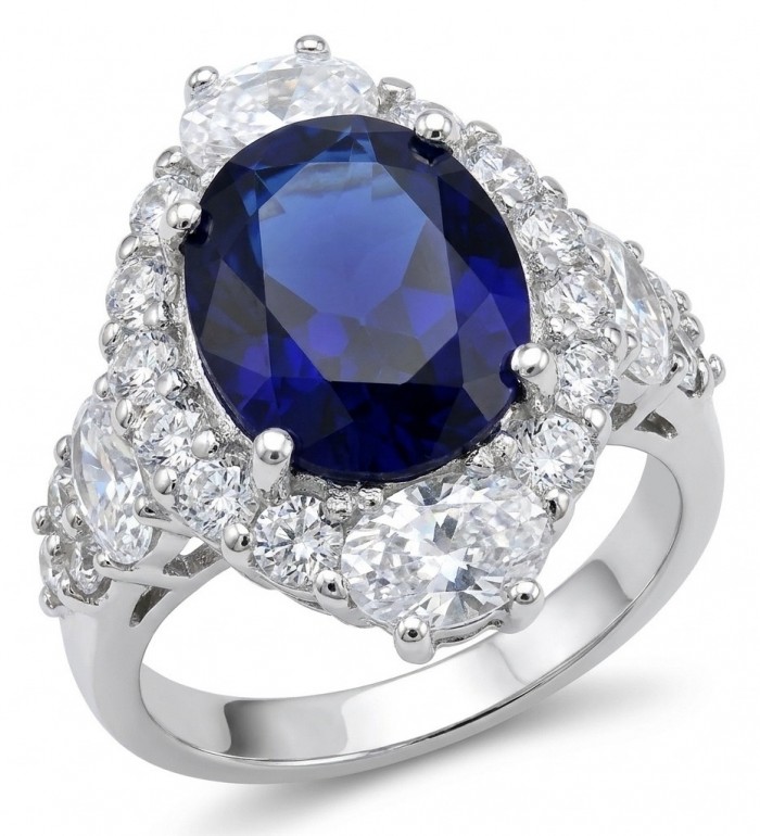 Stella oval cut 9.5 carat Sapphire .925 Sterling Silver handmade Statement ring size 7