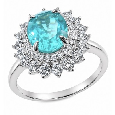 WONDERLAND 4.8 carat Paraiba Tourmaline .925 Sterling Silver Handcrafted Ring size 8