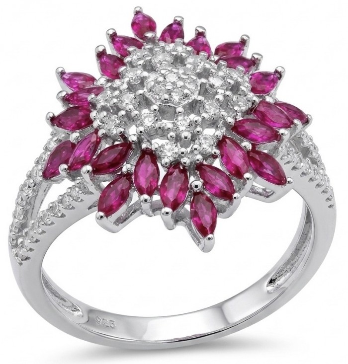 Scarlett 2.4 ctw Mozambique Ruby .925 Sterling Silver handcrafted Statement Ring size 8