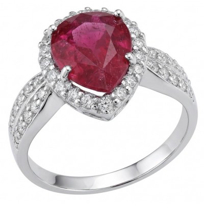 Bella Rosa Genuine 5.5 CARAT Ruby rhodium over .925 Sterling Silver Statement Ring size 8