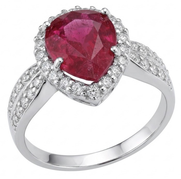Bella Rosa Genuine 5.5 CARAT Ruby rhodium over .925 Sterling Silver Statement Ring size 8