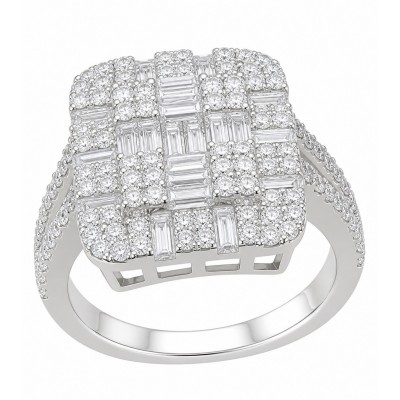 Art Deco 7.4 ctw White TOPAZ .925 Sterling Silver handcrafted Statement Ring size 6