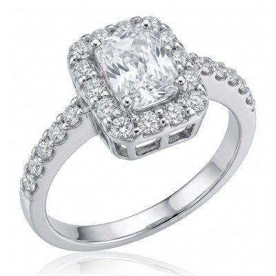 Perfection 3.8 carat White Topaz rhodium over .925 Silver handcrafted Cocktail Ring s. 6